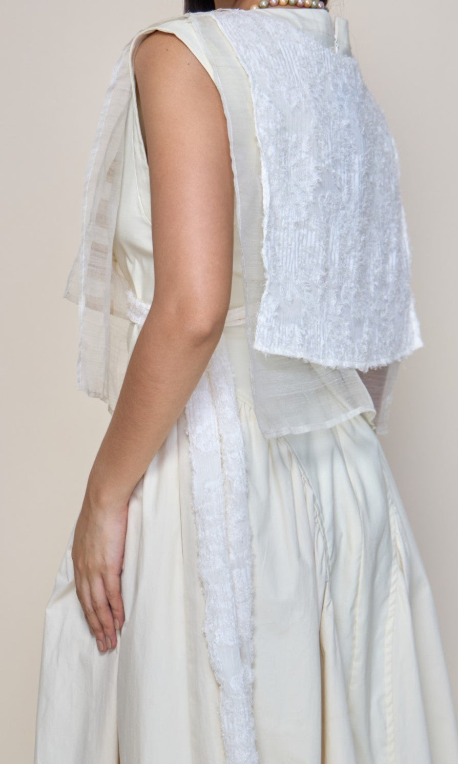 Piña Bib with White Lace and Pina  Fabric of Aklan
