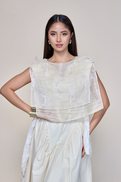Piña Bib with White Lace and Pina  Fabric of Aklan