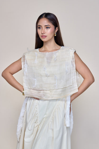 Piña Bib with White Lace and Pina  Fabric of Aklan
