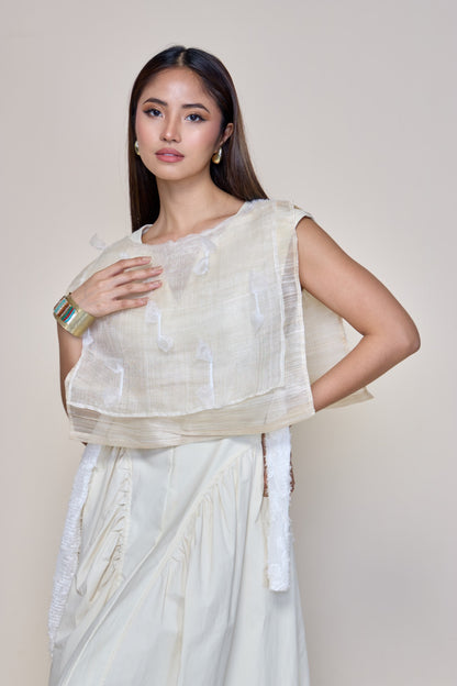 Piña Bib with White Lace and Pina  Fabric of Aklan