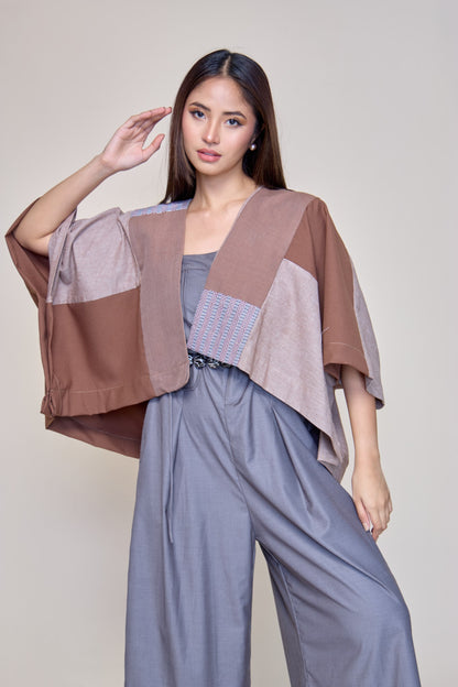 Heritage Poncho in Dark Brown with Kantarines