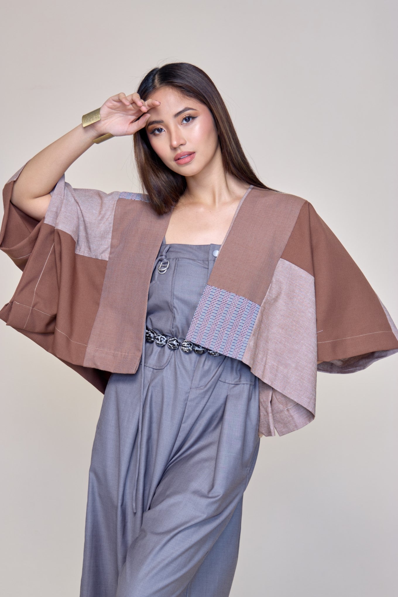 Heritage Poncho in Dark Brown with Kantarines