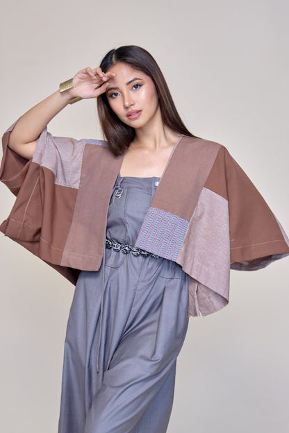 Heritage Poncho in Dark Brown with Kantarines