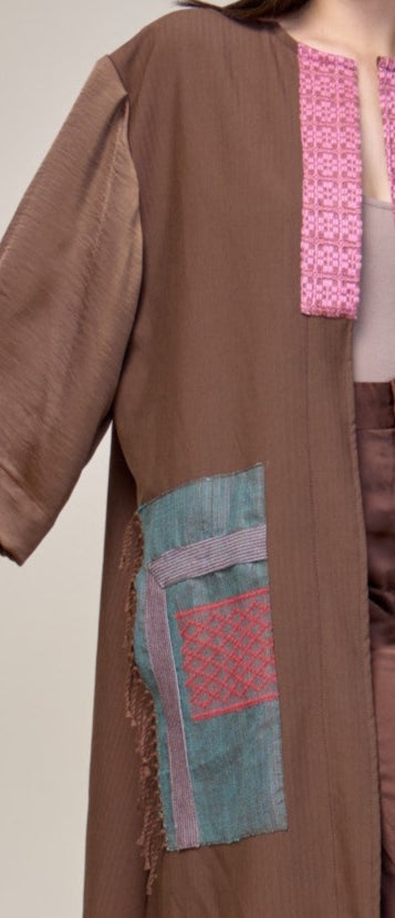 Coffee Kaftan in Philippine Silk and Hablon Weave