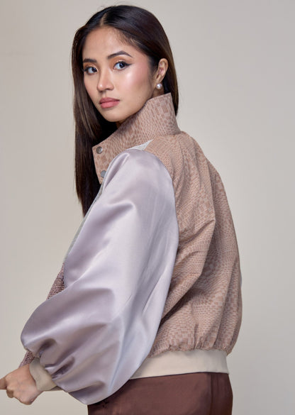 Kape-kape Bomber Jacket in Suksuk Piña  Barong of Aklan