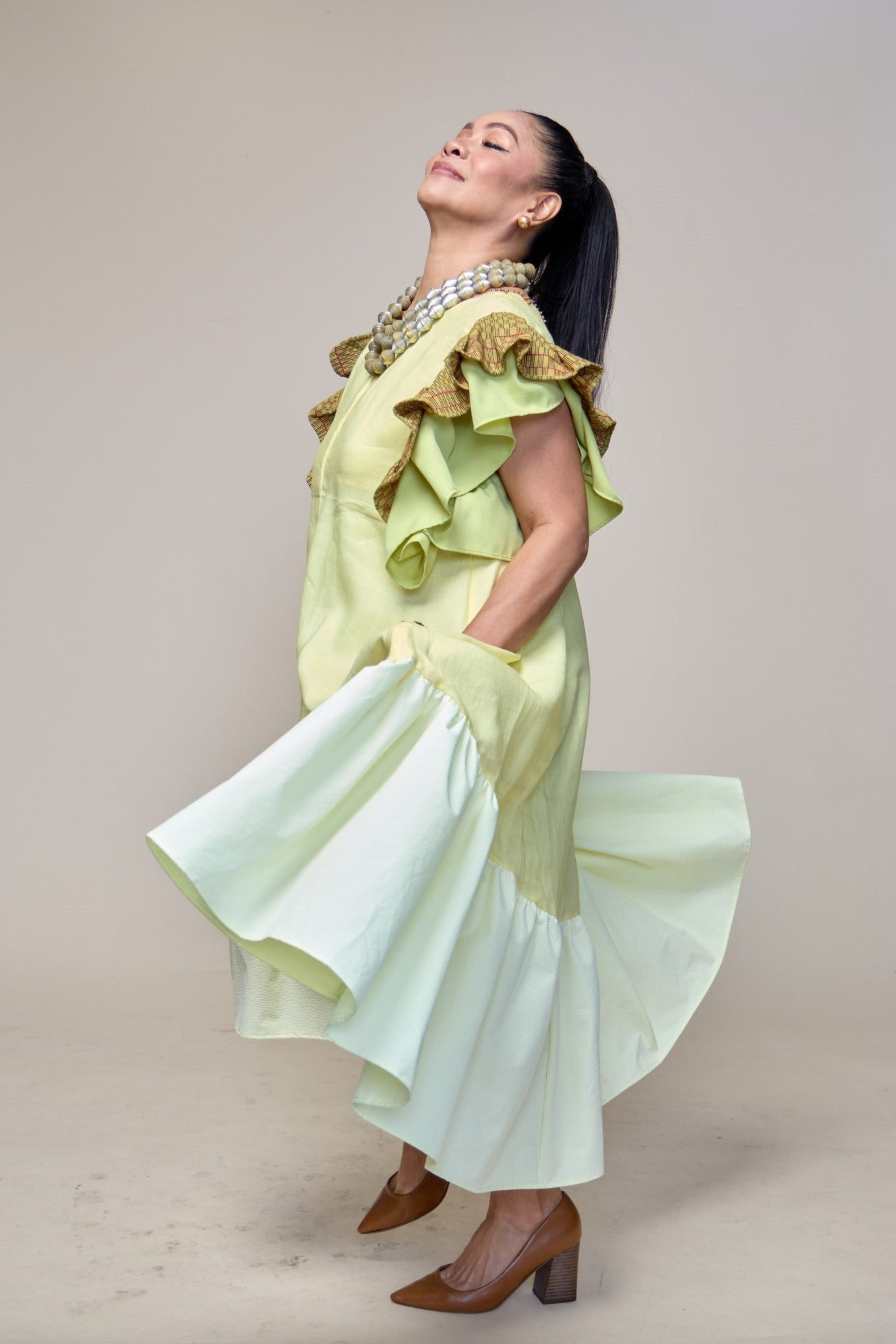 Masayahin Balloon Yellow Dress with Fluffy Local Weaves