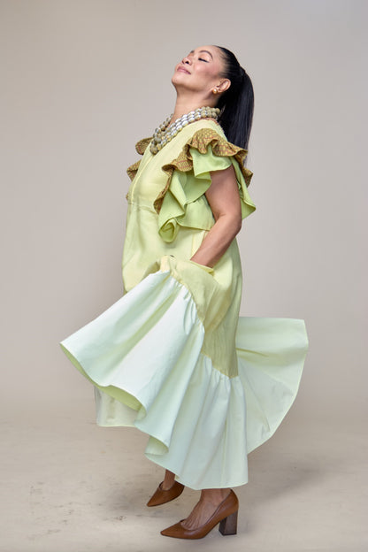 Masayahin Balloon Yellow Dress with Fluffy Local Weaves