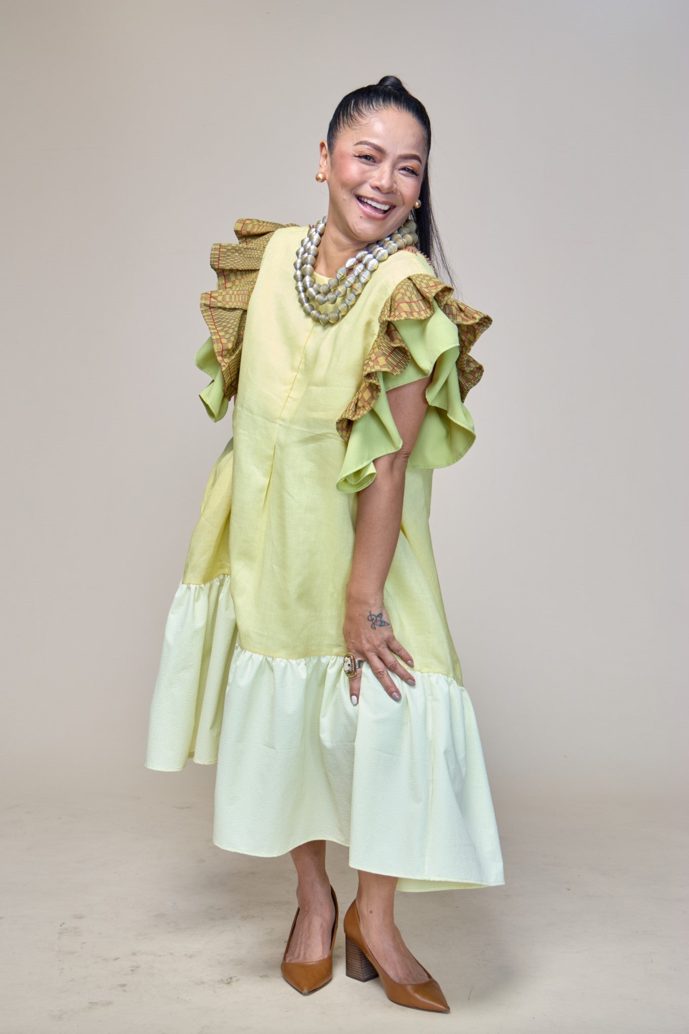 Masayahin Balloon Yellow Dress with Fluffy Local Weaves