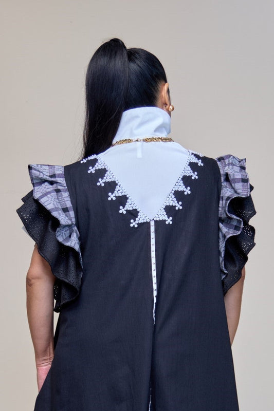 Masayahin Balloon Black Dress with Fluffy Local Weaves