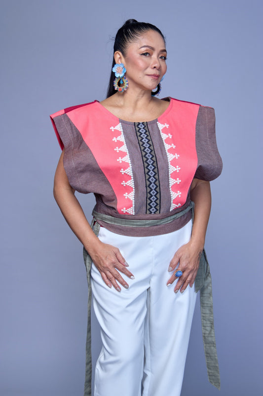 Denim Brown Ninja Reversible Top with Langkit of Marawi