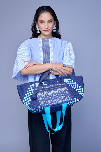 Manila Bag in Blue: Handwoven Handmade Tote Bag