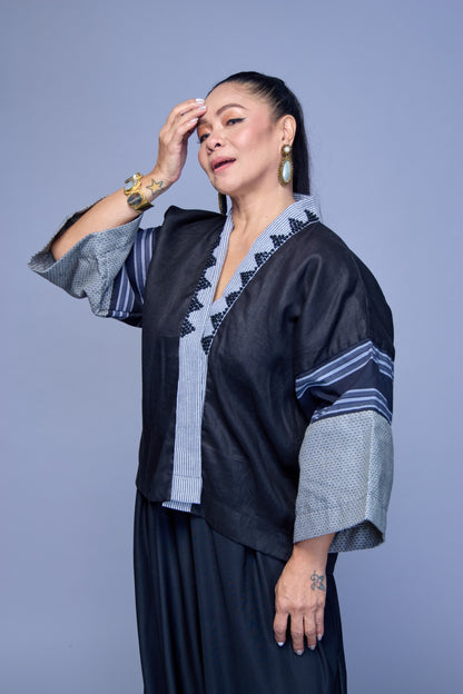 Gabing Mapayapa Cover up in Pure Linen with Kantarines Weave