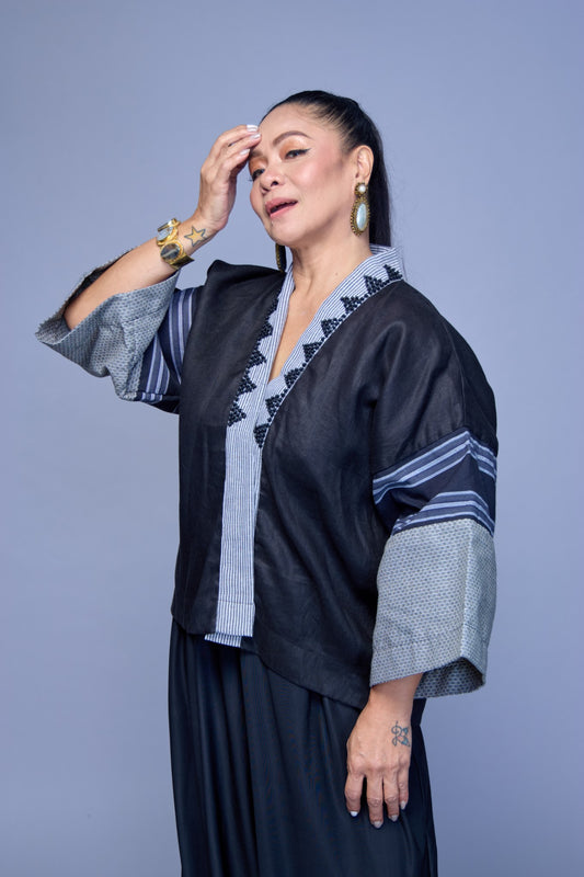 Gabing Mapayapa Cover up in Pure Linen with Kantarines Weave