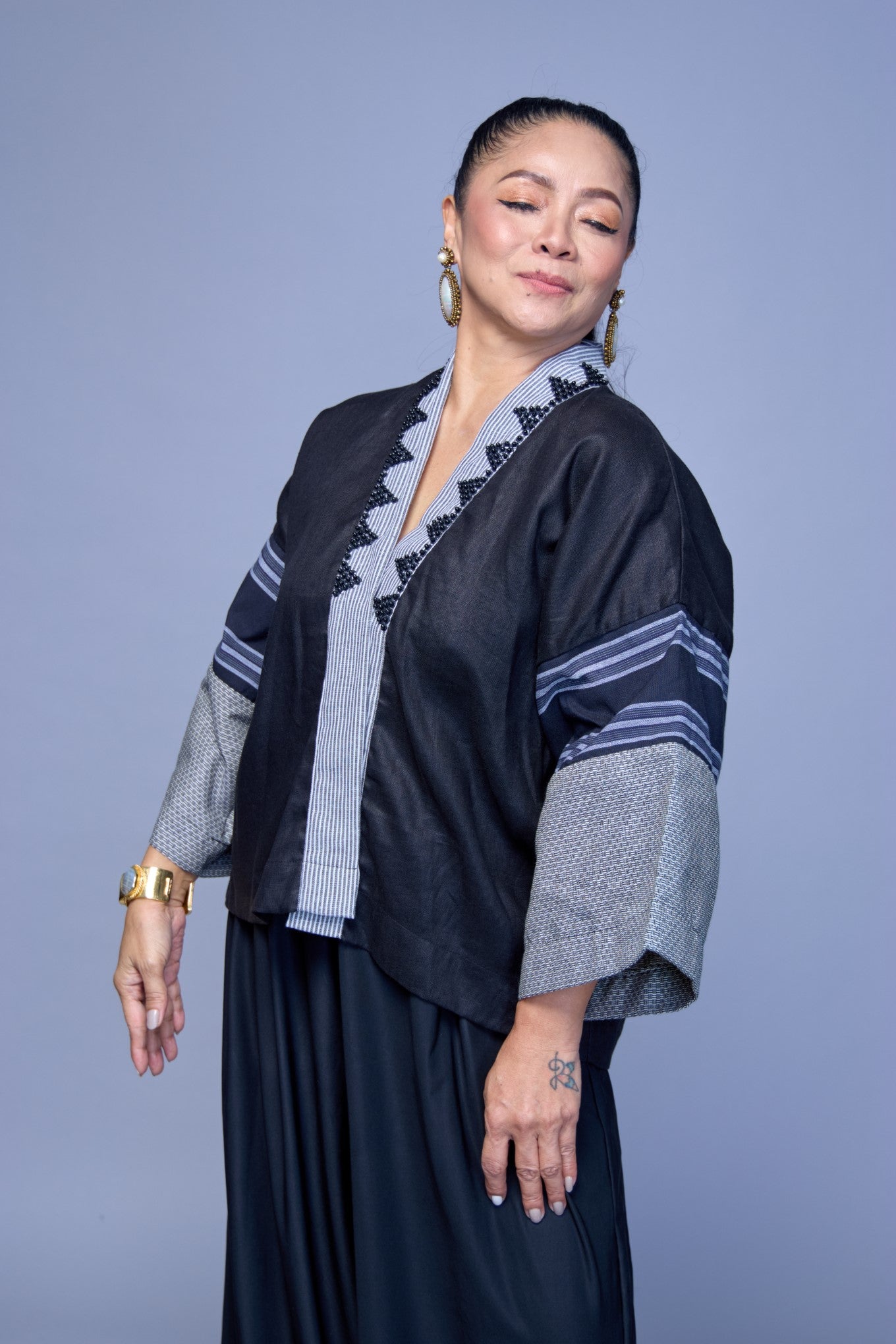 Gabing Mapayapa Cover up in Pure Linen with Kantarines Weave