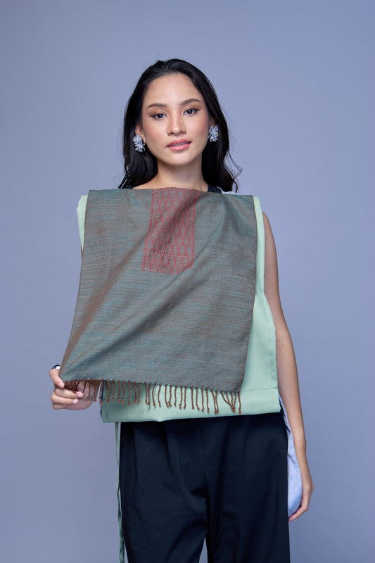 Asul at Berde Philippine Silk and Barong Reversible Bib
