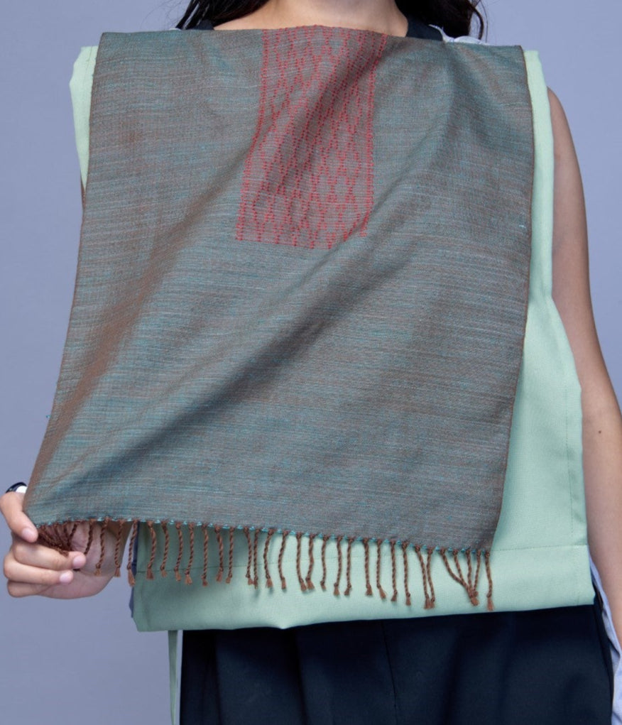 Asul at Berde Philippine Silk and Barong Reversible Bib