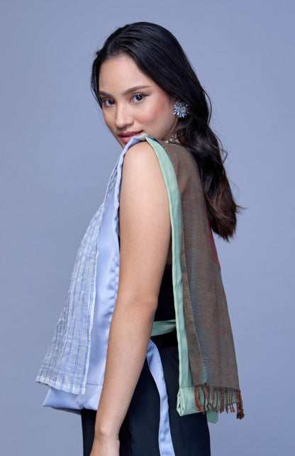 Asul at Berde Philippine Silk and Barong Reversible Bib