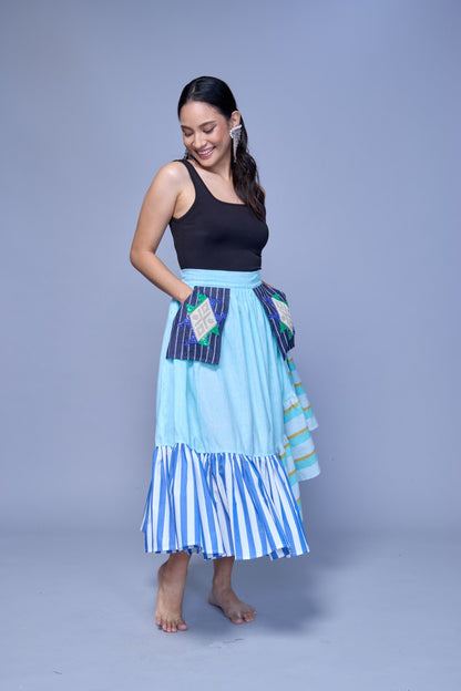 Manila Skirt in Bluegreen with Kantarines Stripes