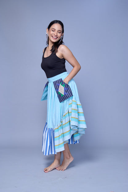 Manila Skirt in Bluegreen with Kantarines Stripes