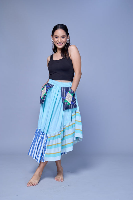 Manila Skirt in Bluegreen with Kantarines Stripes