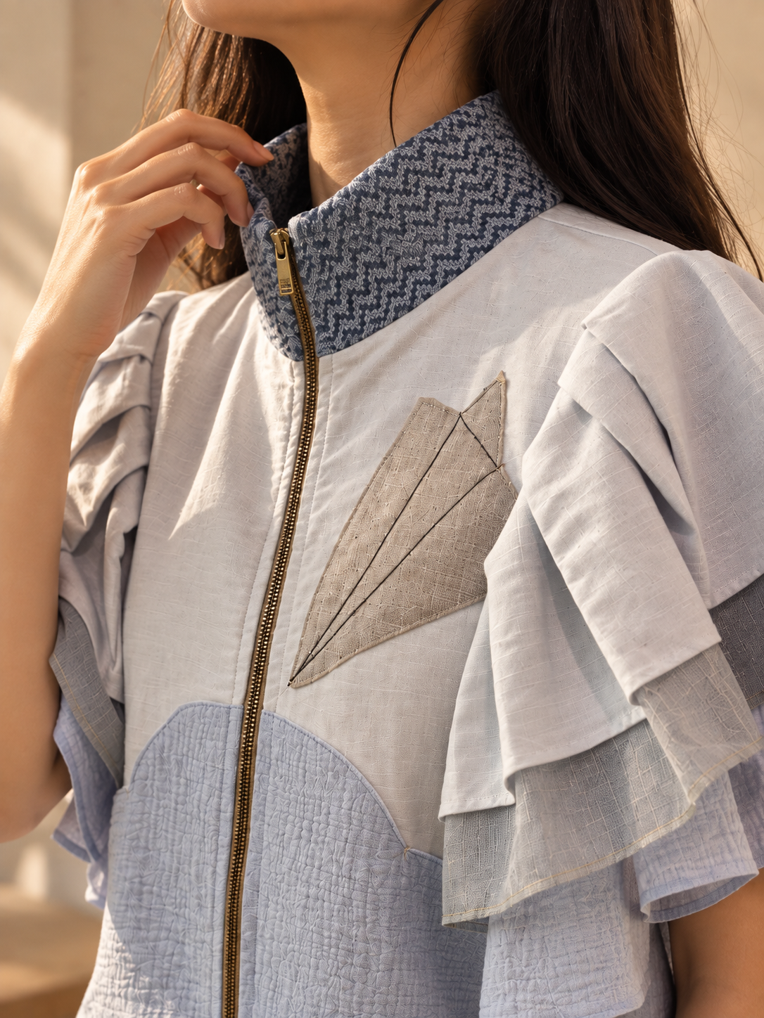 GANTIMPALA TOP WITH EROPLANO ACCENT AND KABANGKALAN WEAVE