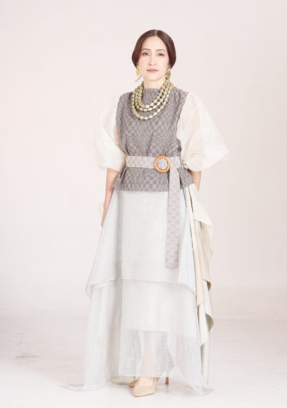 Barong Balloon Sleeves in Binakol with Belt