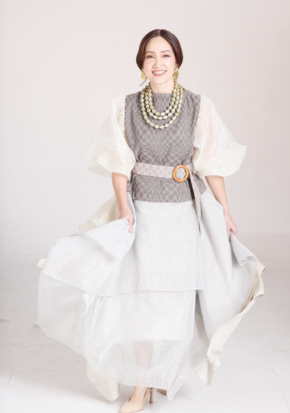 Barong Balloon Sleeves in Binakol with Belt