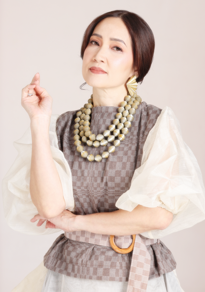 Barong Balloon Sleeves in Binakol with Belt