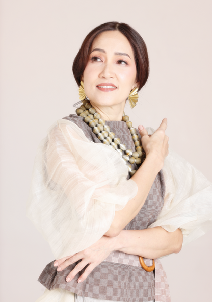 Barong Balloon Sleeves in Binakol with Belt