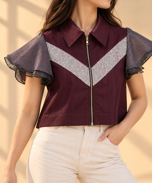 LIPAD TOP IN MAROON WITH KUNDIMAN