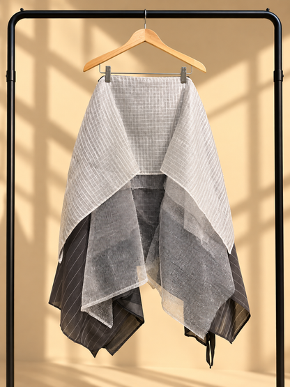 KABOGERA SKIRT IN SILVER GRAY WITH SILVER SQUARE BARONG