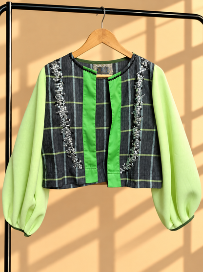 SAYO TE BALLOON JACKET IN GREEN WITH BINAKOL