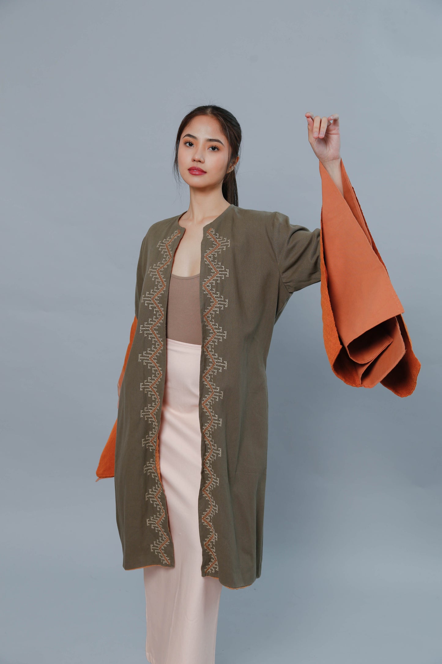 Lupang Hinirang Trench in Kantarines Weave with T'boli Hand Embroidery