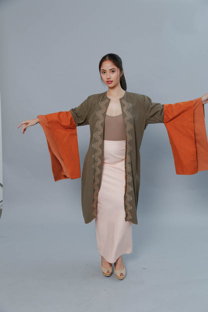 Lupang Hinirang Trench in  Kantarines Weave with T'boli Hand Embroidery