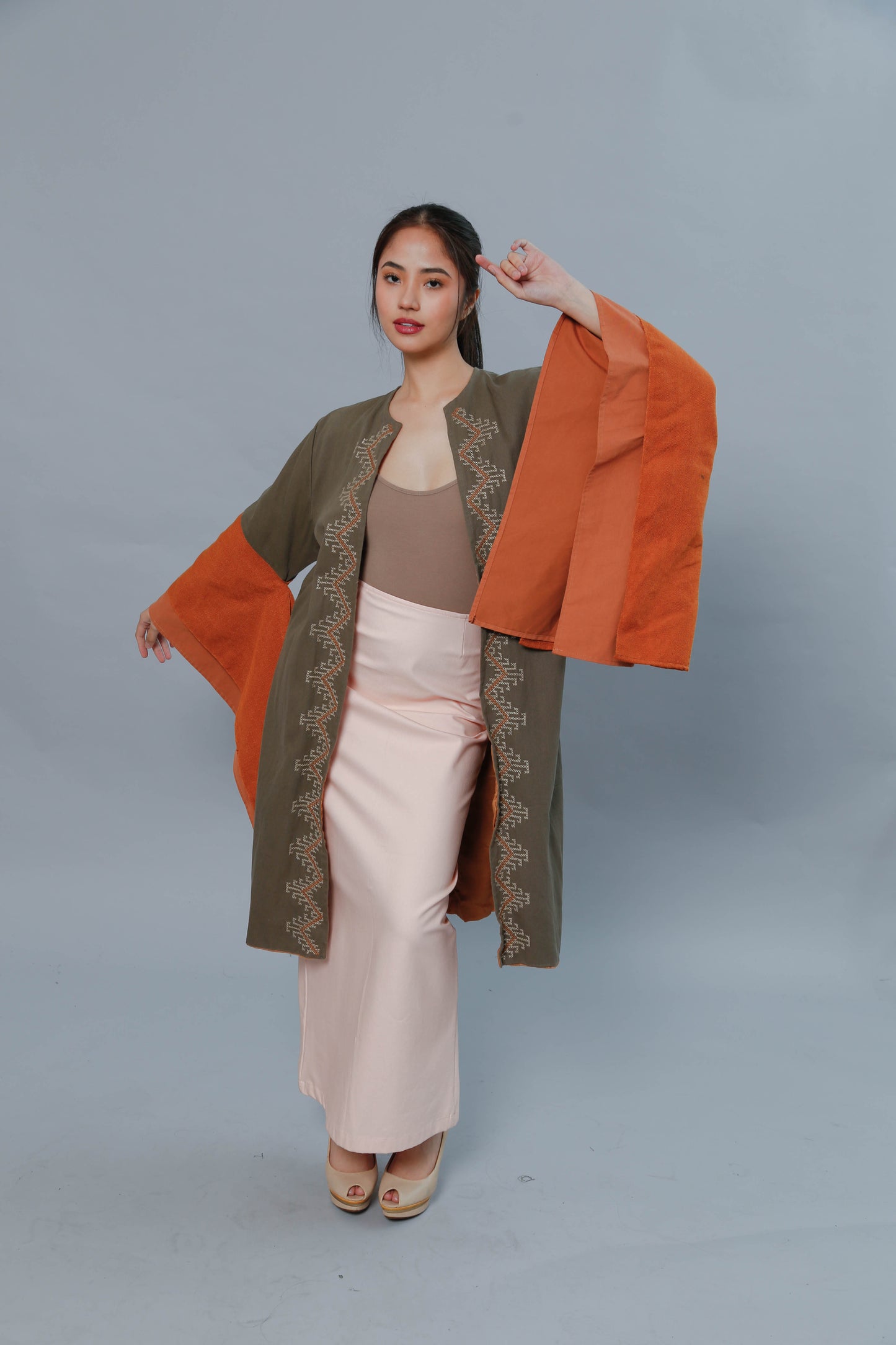 Lupang Hinirang Trench in Kantarines Weave with T'boli Hand Embroidery