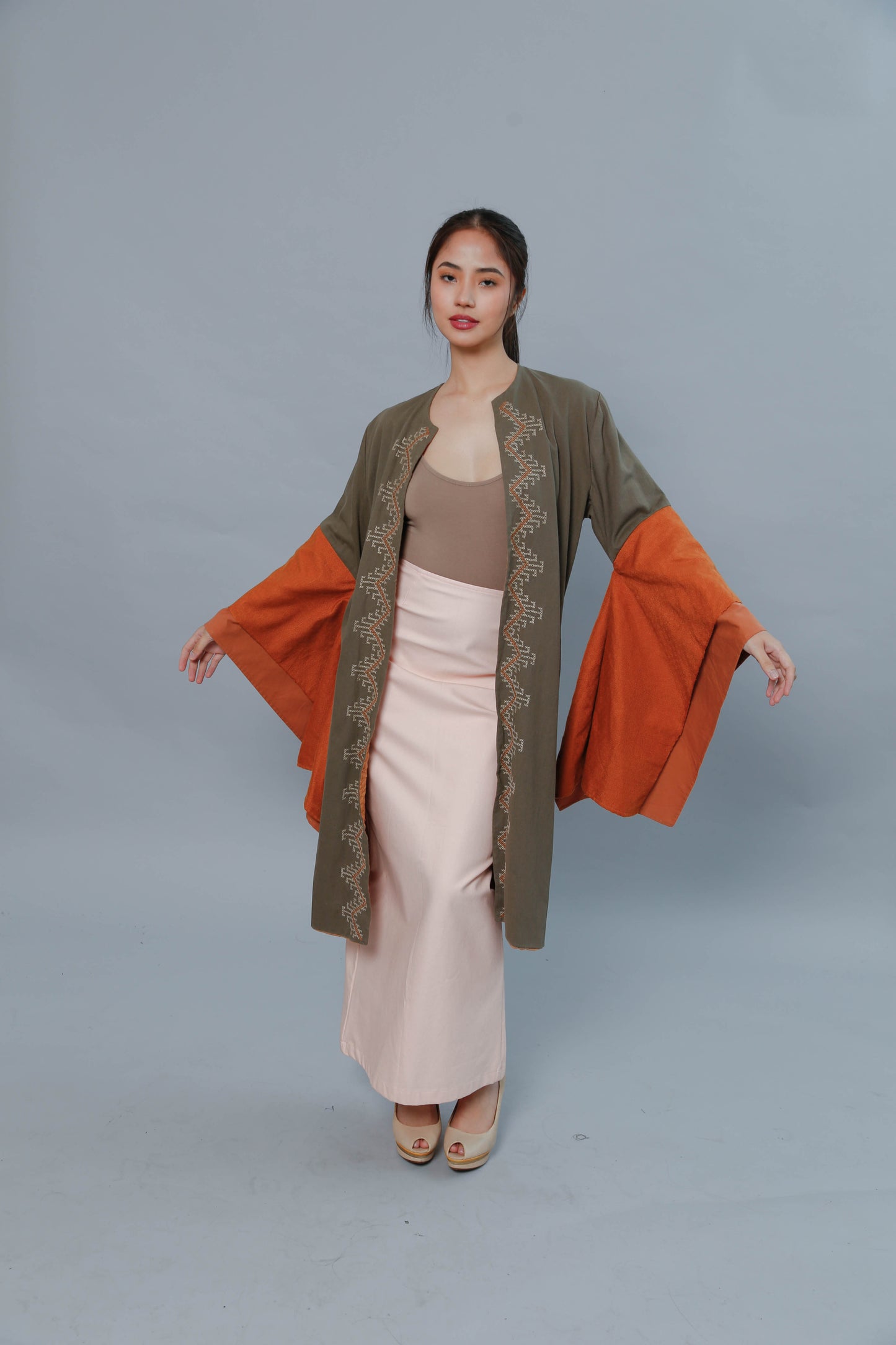 Lupang Hinirang Trench in  Kantarines Weave with T'boli Hand Embroidery