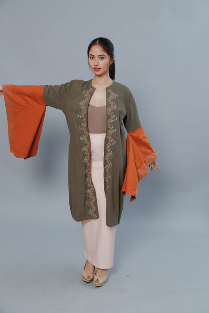 Lupang Hinirang Trench in  Kantarines Weave with T'boli Hand Embroidery