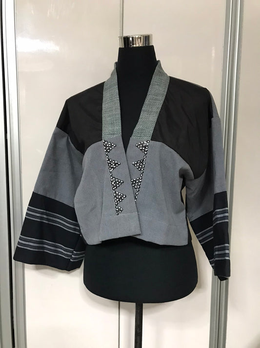 Black Stripes Kantarines Crop Kimono