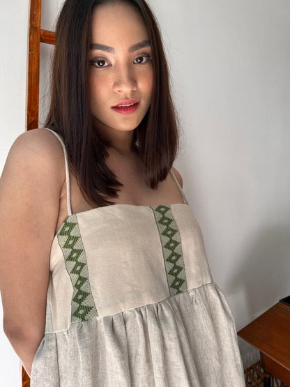 Maligayang Bati Premium Linen Summer Dress with Rare Philippine Weaves in Earth