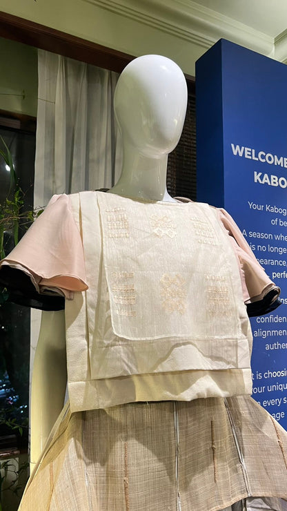 BIB TOP IN CHAMPAGNE WITH SUKSUK BARONG AND MALANDI SLEEVES