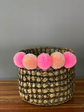 Load image into Gallery viewer, Set of 3 Bancuan Planter/Organizer Baskets with Pompoms Set B