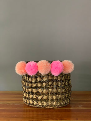 Set of 3 Bancuan Planter/Organizer Baskets with Pompoms Set B