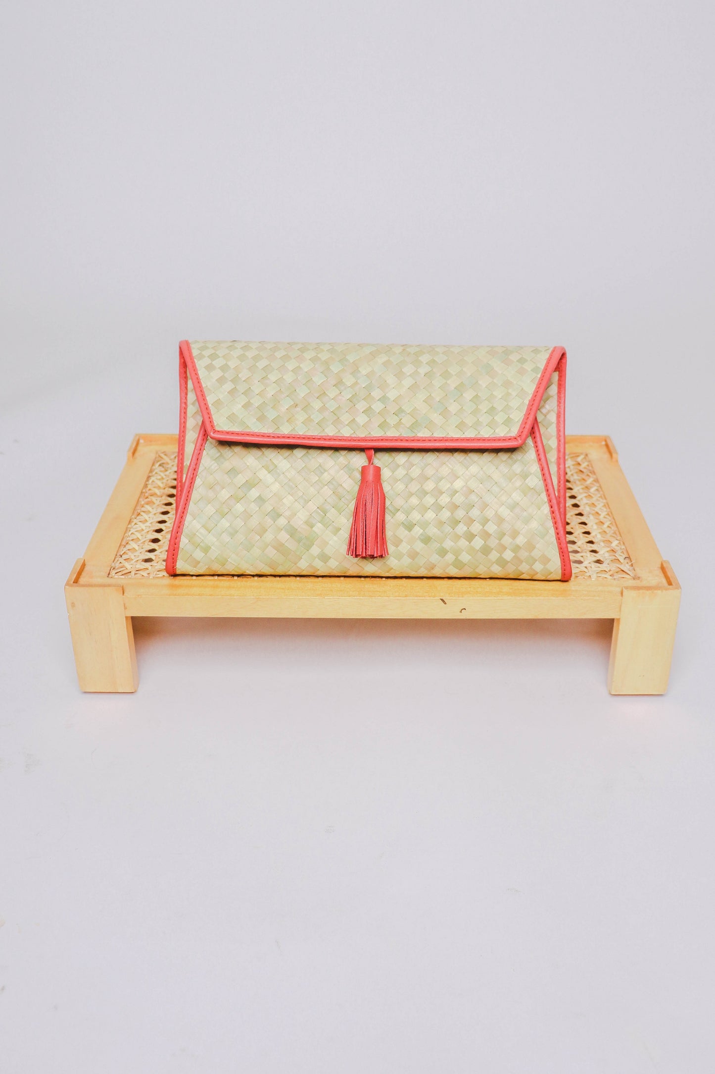Pandan Clutch Bag with Leather Lining