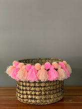 Load image into Gallery viewer, Set of 3 Bancuan Planter/Organizer Baskets with Pompoms Set A
