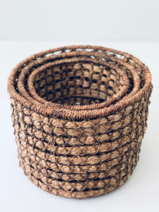 Set of 3 Bancuan Planter/Organizer Baskets with Pompoms Set A