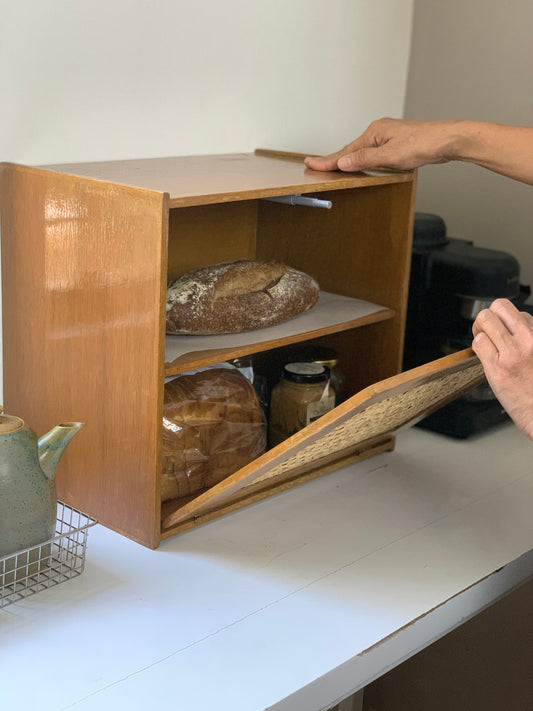 Solihiya Bread Box in Natural Mahogany Finish
