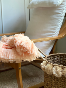 Salmon Inabel Throw Blanket with Fringe