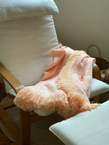 Salmon Inabel Throw Blanket with Fringe