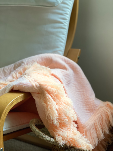 Salmon Inabel Throw Blanket with Fringe