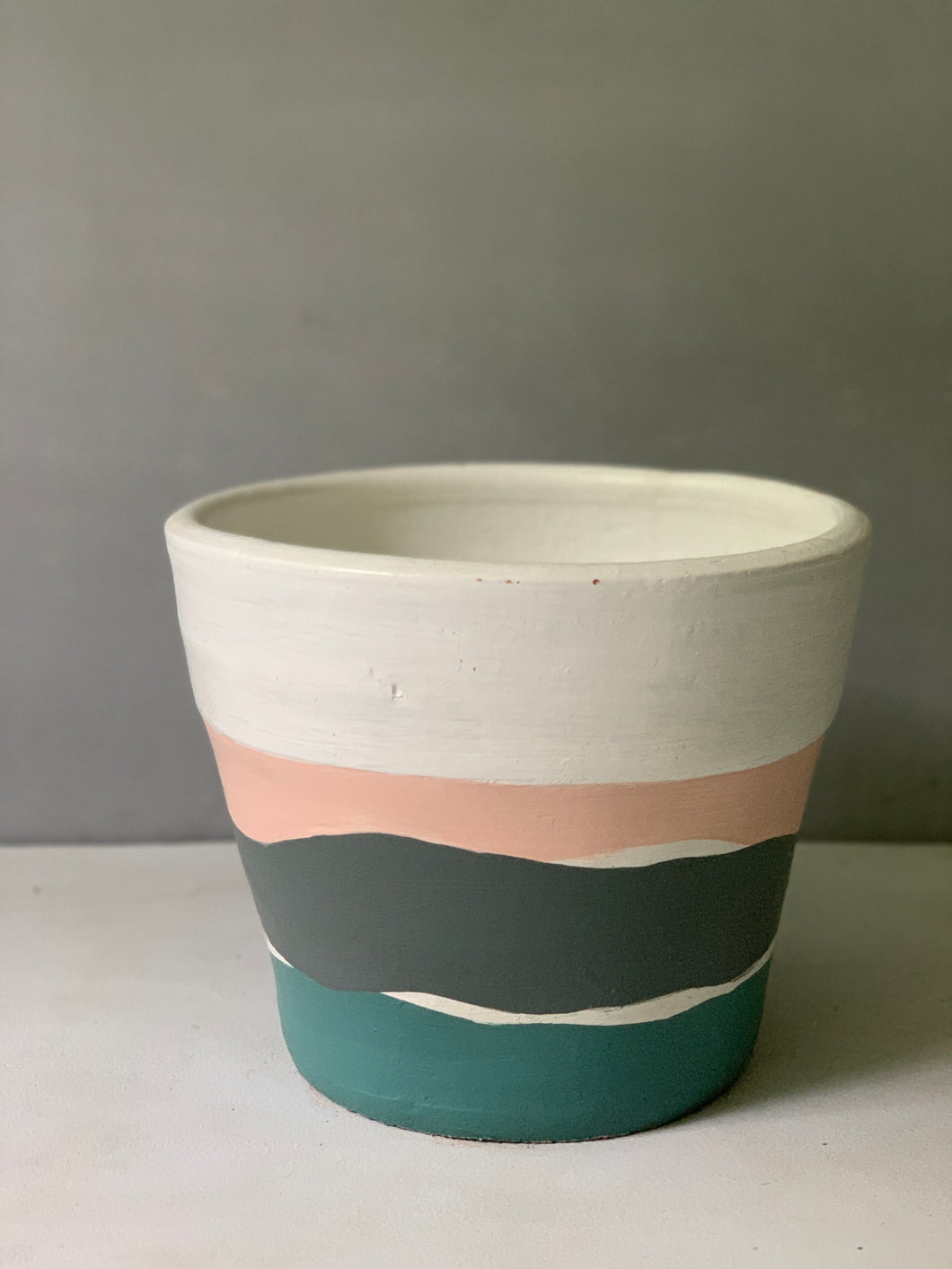 Ocean Drive Hand Painted Clay Pot